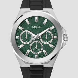 Silver-Tone and Green Multifunction Watch - Black