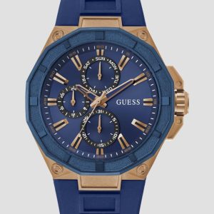 Rose Gold-Tone Silicon Chronograph Watch - Blue
