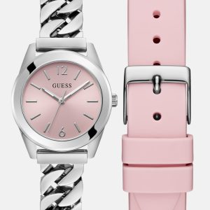 Silver-Tone and Pink Analog Watch - MultipleColors
