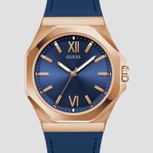 Rose Gold-Tone and Blue Analog Watch - Blue
