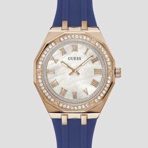 Rose Gold-Tone and Navy Silicone Analog Watch - MultipleColors