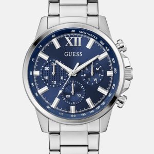 Silver-Tone and Blue Multifunction Watch - MultipleColors
