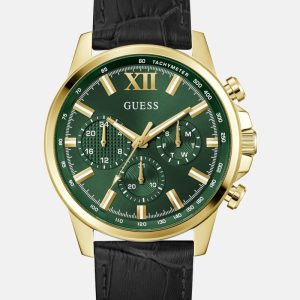 Gold-Tone Leather Multifunction Watch - MultipleColors