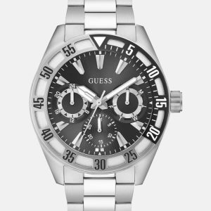 Silver-Tone and Black Multifunction Watch - MultipleColors