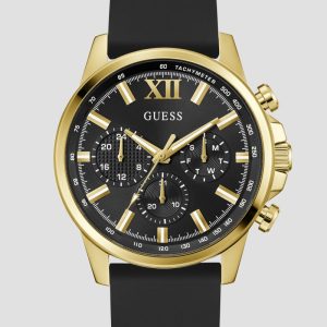 Gold-Tone and Black Silicone Multifunction Watch - Gold