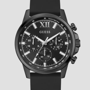 Black Silicone Multifunction Watch - Black