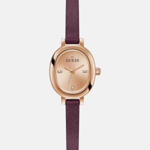 Burgundy Leather Analog Watch - Red
