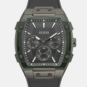 Green and Grey Silicone Multifunction Watch - Black