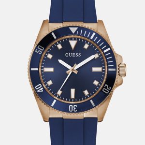 Rose Gold-Tone and Blue Silicone Analog Watch - MultipleColors