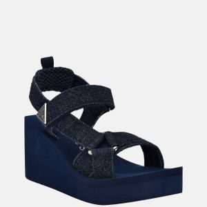 Dawsin Rhinestone Wedge Sandals - Blue