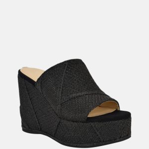 Evenz Raffia Platform Wedges - Black