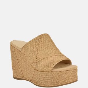 Evenz Raffia Platform Wedges - Beige