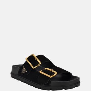 Fasten Suede Sandals - Black