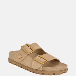 Fasten Suede Sandals - Beige