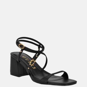 Galeon Metallic Strappy Block Heels - Black