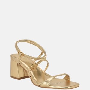 Galeon Metallic Strappy Block Heels - Gold