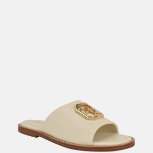 Graysie Faux-Leather Slide Sandals - Off-white