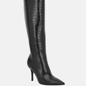 Gressa Knee-High Faux-Leather Boots - Black