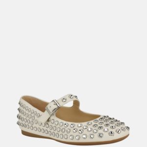 Kalidal Rhinestone Ballet Flats - White