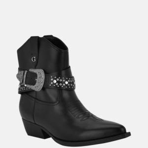 Lansly Studded Buckle Booties - Black