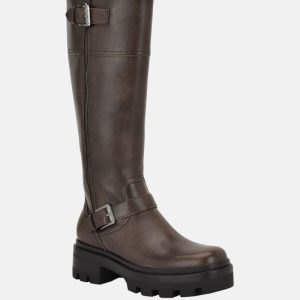 Lynnie Knee-High Lug Boots - Brown