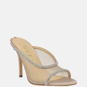 Mansa Rhinestone Mesh Heels - Beige