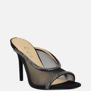 Mansa Rhinestone Mesh Heels - Black