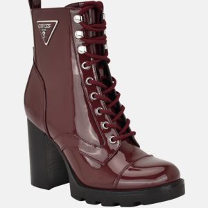 Neadyn Lace-Up Heeled Moto Booties - Red