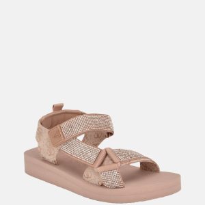 Nylaha Rhinestone Flatform Sandals - Pink