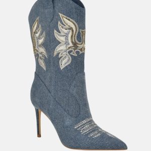 Rasima Blue Denim Booties - Blue