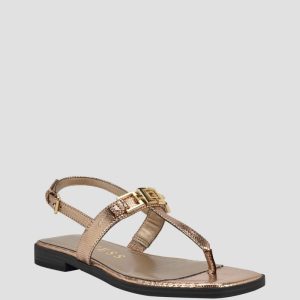 Reality Metallic T-Strap Sandals - Gold