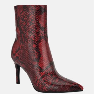Richly Faux-Leather Booties - Red