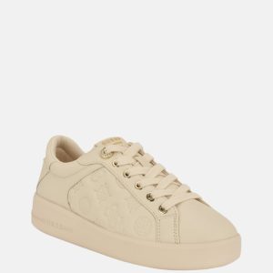 Ronii Debossed Peony Low-Top Sneakers - Beige