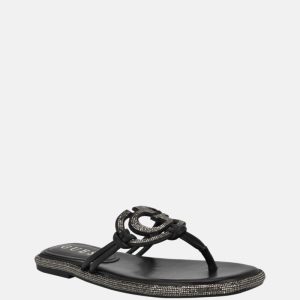 Saima Rhinestone Signature Sandals - Black