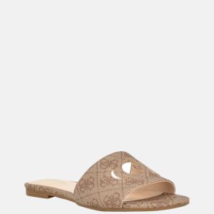 Tashia Logo Slide Sandals - Brown