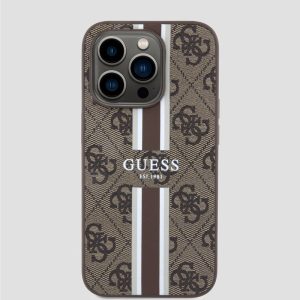 Quattro G Striped iPhone 15 Pro Case - Brown