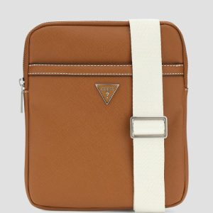 Eco Saffiano Flat Crossbody - Brown