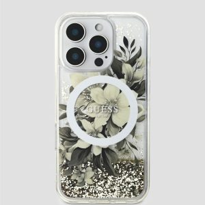 Liquid Glitter Flower iPhone 16 Pro Case - Gold