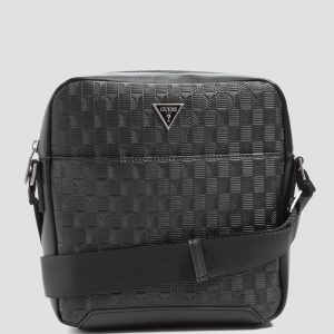 Eco Torino Debossed G-Wave Crossbody Bag - Black