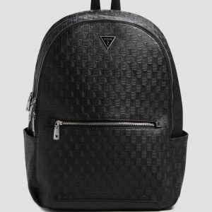 Eco Torino Debossed G-Wave Rounded Backpack - Black