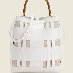Aida Woven Leather Hobo Bag - White