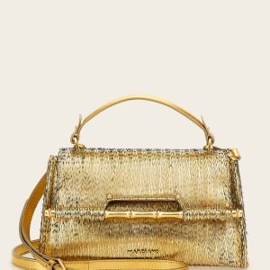 Alia Textured Satchel - Gold