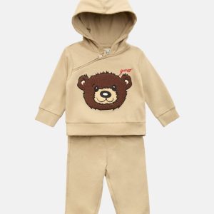 Bear Zip Hoodie and Pants Set (0-24M) - Beige