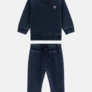 Washed Denim Sweatshirt and Pants (0-24M) - Blue