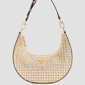 Lua Rhinestone Small Hobo Bag - Gold