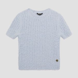 Fuzzy Sweater Top (7-16) - Blue