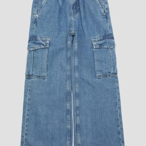Eco Denim Cargo Pants (7-16) - Blue