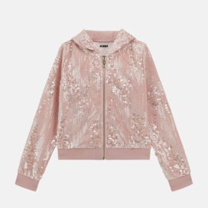 MiniMe Sequin Active Zip Sweatshirt (4-16) - Pink