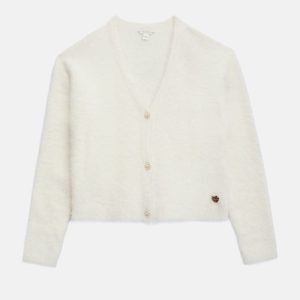 Fuzzy Cardigan (7-16) - White