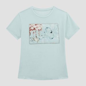 Eco Embossed Floral Logo Tee (7-16) - Blue